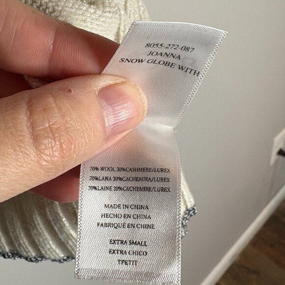 Rails Joanna Wool & Cashmere Sweater Pullover Snow Globe Cream Metallic - Picture 5 of 6